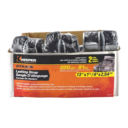 Keeper Keeper 1 in. W X 13 ft. L Black Lashing Strap 200 lb 2 pk 89213